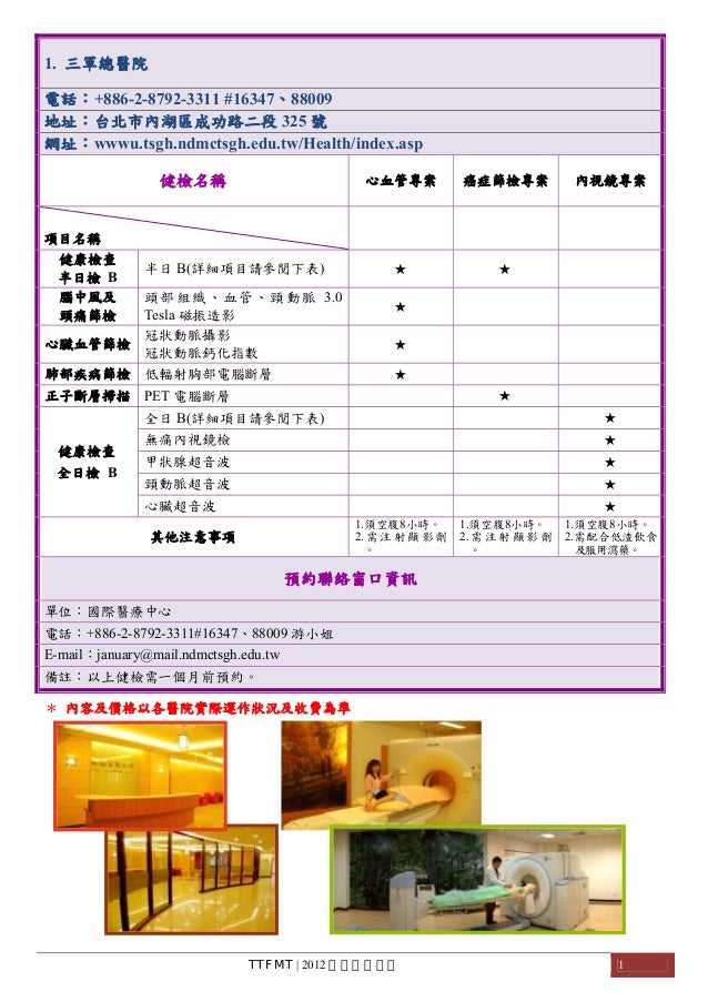 各醫院健檢套餐