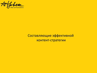 Составляющие эффективной
контент-стратегии
 