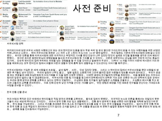 사전 준비
•
카우치서핑 연락
•
위키피디아에 보면 카우치 서핑은 여행하고자 하는 곳의 현지인의 도움을 받아 무료 숙박 및 운이 좋다면 가이드까지 받을 수 있는 여행자들을 위한 비영리
커뮤니티라고 나온다 . 현지 카우치서핑 회원은 231 개국 6 만 4 천여 개 도시의 133 만 명에 달한다 . 우리 팀원도 기존에 카우치서핑에 대해 알고 있긴
했다 . 하지만 언론을 통해 카우치서핑에 대한 자극적이고 부정적인 기사를 봤던 인상이 너무 깊었던 탓인지 실제로 이것을 활용해볼 생각은 미처 해보지
못했다 . 하지만 최지은 응원단장님의 경험담들을 들으며 카우치서핑의 참 가치를 알 수 있었다 . 이란은 외부인이나 손님을 매우 귀하게 여기는 풍습이
있기에 , 단순히 현지인의 집에 숙박하는 차원을 넘는 경험들을 할 수 있을 것이라고 말씀하여 주셨다 . 더욱이 10 개월 가까이 이란에 계시면서 거의 한
달을 제외하고는 모두 현지인의 집에서 머물며 이란의 생활과 멋에 흠뻑 젖어 생활하실 수 있으셨다는 이야기를 해주셨다 .
•
카우치서핑에는 가입한 온 세계 사람들의 프로필 , 삶의 철학 , 사진 , 인상 깊었던 경험 , 그리고 그 현지인의 집에서 카우치서핑을 했던 사람들의 생
생한 후기들도 남아 있었다 . 우리의 일정이 너무도 짧고 , 일분 일초도 소중했기에 그곳에 올려진 많은 사람들의 정보를 세심히 읽어보고 , 우리가 궁금
해 하는 부분들에 대해 허심탄회하게 이야기해볼 수 있을 법한 다양한 연령대 , 다양한 배경의 친구들에게 연락을 취하였다 . 처음 활용해 보는 카우치서
핑이라 답장이 얼마나 올 지 궁금했었는데 , 카우치서핑 이용 팀 기사들을 참고하여 연락해서인지 연락한 거의 모든 곳뿐만 아니라 연락하지 않은 곳에서
도 우리와 함께 양국의 문화를 교류하고 싶다는 연락이 빗발쳤다 . 수십명의 중동 친구들과 일주일동안 스케줄을 조율하고 , 수십통의 메시지를 주고 받
으며 그들과의 교류를 준비하였다 . 이로 인해 단순히 낯선 지역을 간다는 기대를 넘어 , 멋진 경험과 배경을 가진 새로운 친구들을 만난다는 기대감으로
여정을 준비할 수 있었다 .
•
한국 전통 선물 준비
•
우리 여정의 목적은 민간 차원에서 현지인들과 직접 양국의 문화를 교류하며 , 활자로 접하지 못했던 , 자극적인 뉴스와 언론을 통해서는 전달되지 못한
그들이 사는 세상에 뛰어드는 것이었다 . 따라서 양국 전통 의상 입고 생활해보기 , 전통 음식 공유하기 등을 비롯한 여러 활동을 계획해 놓았었기에 한
복 , 한식 등을 구입하였다 . 그리고 우리를 초대해준 현지 호스트 친구들에게 감사를 표할 수 있는 한국 선물들을 구입하였다 . 접이식 한국 전통 부채
와 한국 전통 금 도금 책갈피가 현지에서 인기가 많다는 소식을 접하고 그 두 선물을 중심으로 차 문화가 발달한 중동에 적합한 한국 전통 문양의 차 받침 세
트 , 공예품 등을 인사동에서 구입하였다 .
7
 