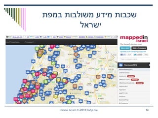 ‫במפת‬ ‫משולבות‬ ‫מידע‬ ‫שכבות‬
‫ישראל‬
,‫קלומל‬ ‫ענת‬2013‫שמורות‬ ‫הזכויות‬ ‫כל‬ 14
 
