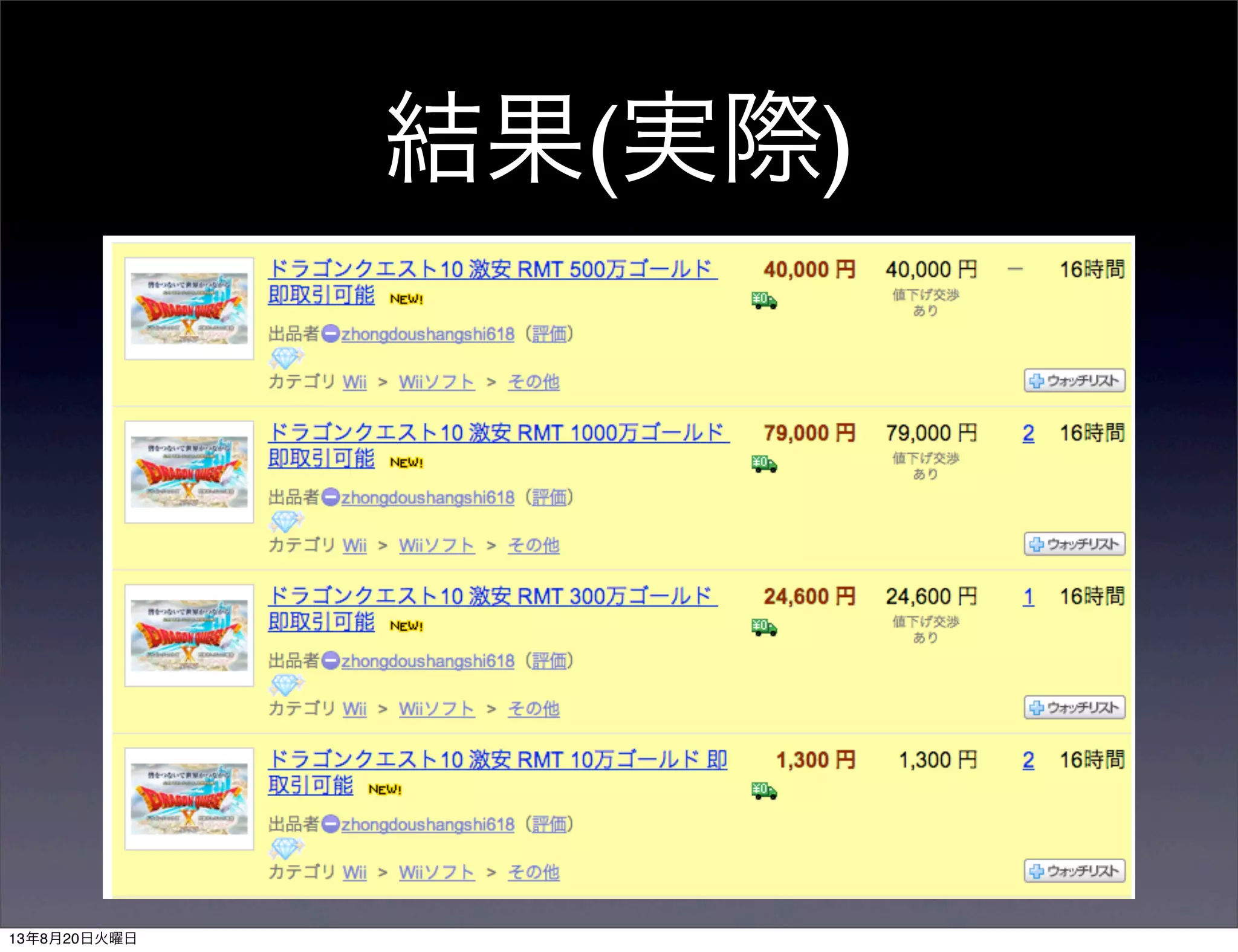 結果(実際)
13年8月20日火曜日
 