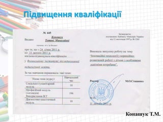 Підвищення кваліфікації
Конашук Т.М.
 