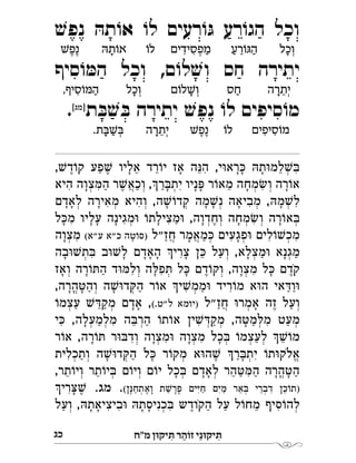 ‫מ"ח‬ ‫יקּון‬ ִ‫ּת‬ ‫ר‬ ַ‫זֹוה‬ ‫י‬ֵ‫יקּונ‬ ִ‫ּת‬‫כי‬
ׁ‫ש‬‫נפ‬ ּ‫ה‬‫ת‬ ֹ‫או‬ ֹ‫ו‬‫ל‬ ‫רעים‬ ֹ‫ו‬ּ‫ג‬ ‫רע‬ ֹ‫ו‬‫הג‬ ‫וכל‬
‫סיף‬ ֹ‫ו‬ ּ‫מ‬‫ה‬ ‫וכל‬ ,‫ם‬ ֹ‫לו‬ ׁ‫וש‬ ‫חס‬ ‫יתירה‬
‫ת‬ ּ‫ב‬ ׁ‫ש‬ ּ‫ב‬ ‫יתירה‬ ׁ‫נפש‬ ֹ‫לו‬ ‫סיפים‬ ֹ‫מו‬[‫]מג‬
. 
ׁ‫ש‬ ּ‫ב‬, ׁ‫דש‬ ֹ‫קו‬ ‫פע‬ ׁ‫ש‬ ‫אליו‬ ‫רד‬ ֹ‫ו‬‫י‬ ‫אז‬ ‫ה‬ּ‫הנ‬ ,‫י‬ּ‫ו‬‫רא‬ ּ‫כ‬ ּ‫תה‬ּ‫ו‬‫למ‬ 
‫היא‬ ‫צוה‬ ּ‫המ‬ ‫ר‬ ׁ‫ש‬‫וכא‬ ,‫ר‬ ּ‫יתב‬ ‫ניו‬ ּ‫פ‬ ‫ר‬ ֹ‫מאו‬ ‫מחה‬ ׂ‫וש‬ ‫רה‬ ֹ‫או‬
‫לאדם‬ ‫מאירה‬ ‫והיא‬ ,‫ה‬ ׁ‫ש‬ ֹ‫קדו‬ ‫מה‬ ׁ‫נש‬ ‫מביאה‬ , ּ‫ה‬‫מ‬ ׁ‫לש‬
‫ל‬ ּ‫כ‬‫מ‬ ‫עליו‬ ‫מגינה‬ּ‫ו‬ ֹ‫ו‬‫מצילת‬ּ‫ו‬ ,‫וחדוה‬ ‫מחה‬ ׂ‫וש‬ ‫רה‬ ֹ‫ו‬‫א‬ ּ‫ב‬
‫חז"ל‬ ‫מאמר‬ ּ‫כ‬ ‫פגעים‬ּ‫ו‬ ‫לים‬ ֹ‫ו‬ ׁ‫מכש‬(‫ע"א‬ ‫כ"א‬ ‫טה‬ ֹ‫)סו‬‫מצוה‬ 
‫בה‬ּ‫ו‬ ׁ‫תש‬ ּ‫ב‬ ‫ב‬ּ‫ו‬ ׁ‫לש‬ ‫האדם‬ ‫צרי‬ ‫ן‬ ּ‫כ‬ ‫ועל‬ ,‫מצלא‬ּ‫ו‬ ‫מגנא‬
‫ואז‬ ‫רה‬ ֹ‫ו‬ ּ‫הת‬ ‫ד‬ּ‫ו‬ ּ‫ולמ‬ ‫ה‬ ּ‫פל‬ ּ‫ת‬ ‫ל‬ ּ‫כ‬ ‫דם‬ ֹ‫ו‬‫וק‬ ,‫מצוה‬ ‫ל‬ ּ‫כ‬ ‫קדם‬
,‫הרה‬ ּ‫והט‬ ‫ה‬ ׁ‫ש‬ּ‫ו‬‫ד‬ ּ‫הק‬ ‫ר‬ ֹ‫או‬ ‫י‬ ׁ‫ש‬‫ממ‬ּ‫ו‬ ‫ריד‬ ֹ‫ו‬‫מ‬ ‫א‬ּ‫ו‬‫ה‬ ‫אי‬ ּ‫וד‬ּ‫ו‬
‫חז"ל‬ ּ‫ו‬‫אמר‬ ‫זה‬ ‫ועל‬(.‫ל"ט‬ ‫)יומא‬ֹ‫ו‬‫עצמ‬ ׁ‫ש‬ ּ‫מקד‬ ‫אדם‬ , 
‫י‬ ּ‫כ‬ ,‫מלמעלה‬ ‫ה‬ ּ‫ב‬‫הר‬ ֹ‫תו‬ ֹ‫ו‬‫א‬ ‫ין‬ ׁ‫ש‬ ּ‫מקד‬ ,‫ה‬ ּ‫ט‬‫מ‬ ּ‫ל‬‫מ‬ ‫מעט‬
‫ר‬ ֹ‫או‬ ,‫רה‬ ֹ‫ו‬ ּ‫ת‬ ‫ר‬ּ‫ו‬ ּ‫ודב‬ ‫מצוה‬ּ‫ו‬ ‫מצוה‬ ‫כל‬ ּ‫ב‬ ֹ‫לעצמו‬  ׁ‫ש‬ ֹ‫ו‬‫מ‬
‫ותכלית‬ ‫ה‬ ׁ‫ש‬ּ‫ו‬‫ד‬ ּ‫הק‬ ‫ל‬ ּ‫כ‬ ‫ר‬ ֹ‫מקו‬ ‫א‬ּ‫ו‬‫ה‬ ׁ‫ש‬ ‫ר‬ ּ‫יתב‬ ֹ‫תו‬ּ‫ו‬‫אלק‬
,‫תר‬ ֹ‫ויו‬ ‫תר‬ ֹ‫יו‬ ּ‫ב‬ ‫ם‬ ֹ‫ויו‬ ‫ם‬ ֹ‫ו‬‫י‬ ‫כל‬ ּ‫ב‬ ‫לאדם‬ ‫הר‬ ּ‫ט‬ ּ‫מ‬‫ה‬ ‫הרה‬ ּ‫הט‬
(‫ן‬ּ‫נ‬‫ואתח‬ ‫ת‬ ׁ‫ש‬‫פר‬ ‫ים‬ּ‫י‬‫ח‬ ‫מים‬ ‫אר‬ ּ‫ב‬ ‫דברי‬ ‫כן‬ ֹ‫)תו‬..‫מג‬‫רי‬ ּ‫צ‬ ׁ‫ש‬ 
‫ועל‬ , ּ‫ה‬‫ביציאת‬ּ‫ו‬ ּ‫כניסתה‬ ּ‫ב‬ ‫הקודש‬ ‫על‬ ‫ל‬ ֹ‫מחו‬ ‫סיף‬ ֹ‫להו‬
‫ְוכל‬ָ‫רע‬õá‫ה‬ֵַַ‫מפסידים‬ְִִַõ‫ל‬ã‫ת‬õ‫א‬ָŁ‫נפ‬ֶֶ
‫יתרה‬ְֵָ‫חס‬ַ‫ם‬õ‫ל‬Ł‫ְו‬ָ‫ְוכל‬ָ,‫סיף‬õë‫ה‬ִַ
‫סיפים‬õ‫מ‬ִִõ‫ל‬Ł‫נפ‬ֶֶ‫יתרה‬ְֵָ.‫ת‬àŁàְַָ
 