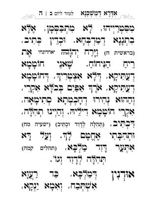 ‫נא‬‫דמ‬ ‫רא‬‫א‬ְְְְִַָָ‫לי‬ ‫ד‬‫ל‬‫ב‬|‫ה‬ ִ
,ּ‫ו‬‫טרייה‬ ּ‫מס‬‫א‬ ,‫מן‬ ּ‫ס‬ ּ‫מתב‬ ‫א‬‫א‬ 
,‫תיב‬ ּ‫כ‬ ‫כדין‬ּ‫ו‬ .‫חא‬ ּ‫דמדב‬ ‫בתננא‬
 ‫רח‬ּ‫י‬‫ו‬ֹ‫יהו‬ ‫את‬ 
‫טמא‬ֹ‫חו‬ ‫אני‬ ׁ‫ש‬ .‫ח‬ֹ‫יחו‬ּ‫נ‬‫ה‬ ‫ריח‬
ּ‫ד‬ ,‫יקא‬ ּ‫דעת‬‫טמא‬ֹ‫חו‬ ּ‫ד‬ ,‫אצטרי‬ ‫א‬ 
‫כ‬ ּ‫ב‬ ‫ים‬ ּ‫אפ‬ ‫אר‬ ,‫יקא‬ ּ‫דעת‬,‫אקרי‬ ‫א‬ 
,‫סתימאה‬ ‫דחכמתא‬ ּ‫ו‬‫נהיר‬ ‫א‬ּ‫ו‬‫והה‬
‫די‬ ‫טמא‬ֹ‫חו‬ ‫אקרי‬‫תה‬ ּ‫ו‬‫והיינ‬ . ּ‫יה‬,‫ה‬ 
,‫יב‬ ּ‫כת‬ ּ‫ד‬     
‫תה‬ּ‫ו‬ּ‫ב‬‫אחטם‬ ‫תי‬‫וע‬ .‫א‬ ּ‫ד‬ 
‫מ‬ ‫וד‬ ּ‫ד‬ ‫ער‬ ּ‫את‬,‫א‬ ּ‫כ‬  
‫ה‬ ּ‫ת‬‫ה‬.'ֹ‫וגו‬ ‫דוד‬ 
‫דנין‬ּ‫ו‬‫א‬‫מ‬ ּ‫ד‬‫רעוא‬ ‫ד‬ ּ‫כ‬ ,‫א‬ ּ‫כ‬ 
,‫ינקא‬ ‫ואמא‬ ,‫כח‬ ּ‫ת‬ ׁ‫אש‬
 