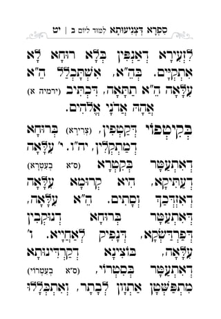 ‫תא‬‫צניע‬ ‫ספרא‬ְְְִִָָ‫לי‬ ‫ד‬‫ל‬‫ב‬|‫יט‬ ִ
ּ‫ב‬ ‫ין‬ ּ‫דאנפ‬ ‫זעירא‬‫חא‬ּ‫ו‬‫ר‬ ‫א‬‫א‬ 
‫כ‬ ּ‫ת‬ ׁ‫אש‬ ,‫ה"א‬ ּ‫ב‬ .‫ים‬ּ‫י‬‫אתק‬‫ה"א‬ 
‫ע‬‫יב‬ ּ‫כת‬ ּ‫ד‬ ,‫אה‬ ּ‫תת‬ ‫ה"א‬ ‫אה‬  
‫א‬ ‫אדני‬ ּ‫אהה‬.‫הים‬ 
‫י‬ֹ‫קיטפו‬ ּ‫ב‬,‫קטפין‬ ּ‫ד‬‫חא‬ּ‫ו‬‫ר‬ ּ‫ב‬ 
‫דמתק‬‫ע‬ '‫י‬ .‫יה"ו‬ ,‫ין‬‫אה‬ 
‫קטרא‬ ּ‫ב‬ ‫ר‬ ּ‫דאתעט‬  
‫ע‬ ‫מא‬ּ‫ו‬‫קר‬ ‫היא‬ ,‫יקא‬ ּ‫דעת‬‫אה‬ 
‫ע‬ ‫ה"א‬ .‫וסתים‬ ‫כ‬ ּ‫דאזד‬,‫אה‬ 
‫קבין‬ּ‫ו‬‫דנ‬ ‫חא‬ּ‫ו‬‫ר‬ ּ‫ב‬ ‫ר‬ ּ‫אתעט‬ ּ‫ד‬
‫נפיק‬ ּ‫ד‬ ,‫קא‬ׂ‫ש‬ ּ‫פרד‬ ּ‫ד‬'‫ו‬ .‫אחייא‬ 
‫ע‬‫תא‬ּ‫ו‬‫ינ‬ ּ‫דקרד‬ ‫צינא‬ֹ‫ו‬ ּ‫ב‬ ,‫אה‬ 
,‫י‬ֹ‫סטרו‬ ּ‫ב‬ ‫ר‬ ּ‫דאתעט‬  
‫אתוון‬ ‫טן‬ ּ‫מתפ‬ּ‫ואתכ‬ ,‫בתר‬ּ‫ו‬ 
 