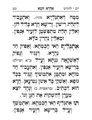 ‫רא‬‫א‬‫טא‬‫ז‬ ְִָָ ‫יו‬‫י‬‫לחודש‬‫מט‬
ּ‫אתג‬ ּ‫ד‬ ‫ה‬ ּ‫ממ‬‫ייא‬(‫)הוי‬‫ואתעביד‬ , 
‫ת‬ּ‫כ‬ ‫חדא‬ ‫א‬ ׁ‫וריש‬ ,‫ין‬ ׁ‫ריש‬ ‫ת‬‫י‬.‫ן‬ֹ‫ו‬ 
‫וא‬ּ‫ת‬ ‫ין‬‫טן‬ ּ‫מתפ‬ ‫ת‬,‫ין‬ ּ‫אנפ‬ ‫זעיר‬ 
‫מא‬ּ‫ו‬ּ‫כ‬ ‫נהרין‬ ‫ין‬.‫א‬ 
ּ‫אתג‬‫ל‬‫יף‬‫חד‬ ‫יק‬ ּ‫ואפ‬ ,‫חכמתא‬ ‫האי‬ 
‫ונפיק‬ ‫נגיד‬ ּ‫ד‬ ,‫נהרא‬
‫י‬ּ‫י‬‫וע‬ ‫א‬ ּ‫נת‬ּ‫ג‬ ‫קאה‬ ׁ‫אש‬(‫ועיילן‬ ‫''א‬‫)נ‬ 
‫חד‬ ‫ואתעביד‬ ,‫ין‬ ּ‫אנפ‬ ‫זעיר‬ ּ‫ד‬ ‫א‬ ׁ‫ריש‬ ּ‫ב‬
‫כ‬ ּ‫ב‬ ‫ונגיד‬ ‫י‬ ׁ‫אתמש‬ ‫ן‬ ּ‫מ‬ ּ‫מת‬ּ‫ו‬ ‫חא‬ֹ‫מו‬ 
ּ‫כ‬ ‫קי‬ ׁ‫ואש‬ ,‫פא‬ּ‫ו‬ּ‫ג‬‫הדא‬ .‫נטיעאן‬ ‫ן‬ּ‫ו‬ּ‫נ‬‫אי‬  
,‫דכתיב‬ ‫א‬ּ‫ו‬‫ה‬(‫ב‬ ‫)בראשית‬‫צא‬ֹ‫יו‬ ‫ונהר‬ 
‫מעדן‬.'ֹ‫וגו‬ ‫ן‬ּ‫הג‬ ‫את‬ ‫ת‬ֹ‫קו‬ ׁ‫הש‬ 
ּ‫ו‬ ּ‫ת‬ּ‫אתג‬ ׁ‫ואתמש‬ ,‫חכמתא‬ ‫האי‬ ‫יף‬ 
‫ועיי‬,‫ין‬ ּ‫אנפ‬ ‫זעיר‬ ּ‫ד‬ ‫א‬ ׁ‫ריש‬ ּ‫ב‬ 
 