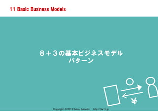 Copyright © 2013 Satoru Itabashi http:// 3w1h.jp
８＋３の基本ビジネスモデル
パターン
Copyright © 2013 Satoru Itabashi http:// 3w1h.jp
11 Basic Business Models
 