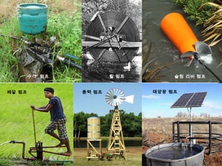 페달 펌프 풍력 펌프 태양광 펌프
슬링 리버 펌프휠 펌프수격 펌프
 