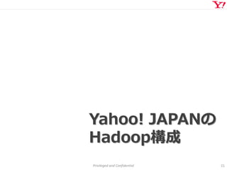 Privileged and Confidential 21
Yahoo! JAPANの
Hadoop構成
 
