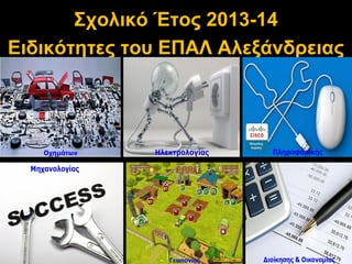 Σχολικό Έτος 2013-14
Ειδικότητες του ΕΠΑΛ Αλεξάνδρειας
 