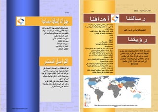 ‫اٌظفسخ‬16
ٟ‫ف‬ ‫اٌسذ٠ث‬ ً‫اٌٛعبئ‬ ِٓ ‫االعزفبدح‬ ُ‫ر‬
ٌٝ‫إ‬ ‫سعبٌخ‬ ‫إسعبي‬ ُ‫٠ز‬ ‫ز١ث‬ ً‫اٌزٛاط‬
‫فشػ١خ‬ ‫ِٙبسح‬ ‫اٌطبٌت‬ ًّ‫أو‬ ‫وٍّب‬ ‫خٛاٌه‬
‫ِجبشش‬ ً‫رٛاط‬ ٍٝ‫ػ‬ ‫األعشح‬ ً‫٠دؼ‬ ‫ِّب‬
ْ‫ِىب‬ ٞ‫أ‬ ٟ‫ف‬.
‫رمش٠ش‬ ً‫شى‬ ٍٝ‫ػ‬ ‫اٌّؼٍِٛبد‬ ‫إ٠ظبي‬
‫ٚطش٠مخ‬ ُ‫ِٕظ‬ ً‫ثشى‬ ‫اٌجش٠ذ‬ ٍٝ‫ػ‬ ‫ٚاف‬
‫اٌمشاس‬ ‫ارخبر‬ ٍٝ‫ػ‬ ‫رغبػذ‬.
ٗٔ‫فئ‬ ‫األعٍٛة‬ ‫ثٙزا‬ ‫اٌطبٌت‬ ٍُ‫٠زؼ‬ ‫ػٕذِب‬
‫عٛف‬ ‫ٌٍش٠بض١بد‬ ٗٔ‫إرمب‬ ٌٝ‫إ‬ ‫ثبإلضبفخ‬
ٟ‫ف‬ ‫خذا‬ ‫ٚ٘بِخ‬ ‫خذ٠ذح‬ ‫ِٙبساد‬ ٍُ‫٠زؼ‬
ً‫ِث‬ ‫اٌّؼشفخ‬ ‫ػظش‬:
ٌٟ٢‫ا‬ ‫اٌسبعت‬ ‫ِٙبساد‬
‫اٌىزبثخ‬ ‫ِٙبساد‬
‫اٌمشاءح‬ ‫ِٙبساد‬
‫ٚاٌزشر١ت‬ ‫اٌّمبسٔخ‬
ُ‫إٌّظ‬ ‫اٌزفى١ش‬
www.havemath.com
‫د‬‫ا١اب‬‫ا‬‫اباض‬‫ا‬٠‫ٌاش‬‫ا‬ ‫س‬‫فاىاب‬‫أ‬3102‫اٌظفسخ‬5
‫ِششٚع‬5×5=25ٞ‫٠دش‬ ‫خ١بس‬ ‫ٌٍش٠بض١بد‬
ٌّٟ‫اٌؼب‬ ‫رشر١جٕب‬ ً‫ٔم‬ ٟ‫ف‬ ‫ٌٍّغبػذح‬ ٗ‫رطج١م‬
‫ِم١بط‬ ٍٝ‫ػ‬ ‫عٕخ‬ ً‫و‬ ٟ‫ف‬ ‫ِشارت‬ ‫خّظ‬
(‫رّض‬)‫ٌٍٛطٛي‬ ‫اٌش٠بض١بد‬ ٟ‫ف‬ ٌّٟ‫اٌؼب‬
‫اٌــ‬ ‫اٌـّشارت‬ ٌٝ‫إ‬25‫ػبٌّ١ب‬ ٌٝٚ‫األ‬.
TIMSS
‫ٌٍش٠بض١بد‬ ٟٔٚ‫اٌىزش‬ ّٟ١ٍ‫رؼ‬ ٜٛ‫ِسز‬ ‫ا٠دبد‬
‫ٚاٌّذسعخ‬ ٍُ‫ٚاٌّؼ‬ ‫ٚاألعشح‬ ‫اٌطبٌت‬ ُ‫٠ذػ‬ ٍٟ‫رفبػ‬
‫اٌمشاس‬ ‫ِٚزخز‬.
‫اٌم١بط‬ ً‫ٚعبئ‬ ‫رٛفش‬ ‫ث١بٔبد‬ ‫لبػذح‬ ٓ٠ٛ‫رى‬
‫ٌم١بط‬ ‫اٌّزٕٛػخ‬ ‫ٚاإلزظبءاد‬:
‫اٌطبٌت‬
ٍُ‫اٌّؼ‬
‫إٌّٙح‬
‫إٌّطمخ‬,‫اٌّذسعخ‬.....
‫اٌدب٘ض٠خ‬ ً‫ِث‬ ‫٘بِخ‬ ‫إزظبءاد‬
Readiness.
‫زذ٠ثخ‬ ُ١٘‫ِفب‬ ُ‫رذػ‬ ٍُ‫ٌٍزؼ‬ ‫ِزٕٛػخ‬ ‫أعبٌ١ت‬ ُ٠‫رمذ‬
‫اٌّزّب٠ض‬ ُ١ٍ‫اٌزؼ‬ ً‫ِث‬DI ‫اٌّزؼخ‬ ‫ٚرٛفش‬
‫ػجش‬ ٍُ‫ٌٍزؼ‬ ‫ٚاٌذافؼ١خ‬ ‫جخ‬ ‫اٌش‬ ٜٛ‫ِغز‬ ‫سفغ‬
‫ِٚغ‬ ‫اٌزاد‬ ‫ِغ‬ ‫ٚإٌّبفغخ‬ ‫ٚاٌّزؼخ‬ ‫اٌزسف١ض‬
‫ثب٠دبث١خ‬ ْ‫األلشا‬.
‫ٚرٛف١ش‬ ‫ٌٍزمٕ١خ‬ ً‫األِث‬ َ‫ٌالعزخذا‬ ً‫ثذائ‬ ‫رٛف١ش‬
‫رفبػٍ١خ‬ ‫ػٍّ١خ‬ ‫شجىبد‬.
ٍٝ‫ػ‬ ‫ِٚغبثمبد‬ ‫ِسٍ١خ‬ ‫ِؼشف١خ‬ ‫ِبسثٛٔبد‬ ‫البِخ‬
‫ٌٍزٙ١ئخ‬ ‫ٚإٌّبطك‬ ‫ٚاٌّذاسط‬ ‫اٌطالة‬ ٜٛ‫ِغز‬
‫اٌؼبٌّ١خ‬ ‫ٌٍّبسثٛٔبد‬.
ً‫ثشى‬ ‫إ٠دبث١خ‬ ‫ٚرسف١ض٠خ‬ ‫رشثٛ٠خ‬ ً‫سعبئ‬ ُ٠‫رمذ‬
‫اٌطبٌت‬ ‫ثغٍٛن‬ ٟ‫رشرم‬ ‫ٌٍطبٌت‬ ‫ِسجت‬
ُ١‫اٌم‬ ‫شط‬ ‫ِغ‬ ٗ١‫ثبٌزشف‬ ُ١ٍ‫اٌزؼ‬
 