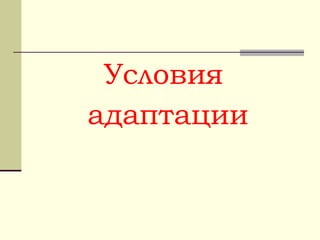Условия
адаптации
 