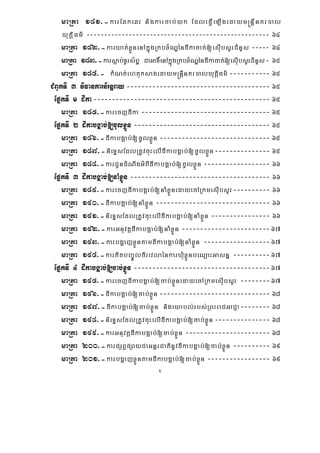 x
maRta 181>-karEqkeqr nigkarcab;yk EdleFVIeLIgedaym®nþInKr)al
yutþiFm’ ---------------------------------------------------- 64
maRta 182>-karXat;xøÜnenAkñúgRkbx½NÐéndIkacat;[esIubsYrCMnYs ----- 64
maRta 183>-karsþab;TUrs½BÞ CaGaT×enAkñúgRkbx½NÐéndIkacat;[esIubsYrCMnYs- 65
maRta 184>- kMNt;ehtuksagedaym®nþInKr)alyutþiFm’ ----------- 65
CMBUkTI 3 viFankarnirnþray--------------------------------------- 65
EpñkTI 1 dIka------------------------------------------------ 65
maRta 185>-karecjdIka ----------------------------------- 65
EpñkTI 2 dIkabgÁab;[cUlxøÜn ------------------------------------- 65
maRta 186>-dIkabgÁab;[cUlxøÜn ------------------------------ 65
maRta 187>-nieTÞsEdlRtUvcuHelIdIkabgÁab;[cUlxøÜn--------------- 65
maRta 188>-karCUndMNwgGMBIdIkabgÁab;[cUlxøÜn ------------------ 66
EpñkTI 3 dIkabgÁab;[naMxøÜn -------------------------------------- 66
maRta 189>-karecjdIkabgÁab;[naMxøÜnedayecARkmesIubsYr---------- 66
maRta 190>-dIkabgÁab;[naMxøÜn ------------------------------- 66
maRta 191>-nieTÞsEdlRtUvcuHelIdIkabgÁab;[naMxøÜn ---------------- 66
maRta 192>-karGnuvtþdIkabgÁab;[naMxøÜn ------------------------67
maRta 193>-karbgðajxøÜntamdIkabgÁab;[naMxøÜn ------------------67
maRta 194>-karKitbBa©ÚlfirevlaénkarXMuxøÜnbeNþaHGasnñ ----------67
EpñkTI 4 dIkabgÁab;[cab;xøÜn -------------------------------------67
maRta 195>-karecjdIkabgÁab;[cab;xøÜnedayecARkmesIubsYr --------67
maRta 196>-dIkabgÁab;[cab;xøÜn ------------------------------ 68
maRta 197>-dIkabgÁab;[cab;xøÜn nigeyabl;rbs;RBHraCGaCJa-------- 68
maRta 198>-nieTÞsEdlRtUvcuHelIdIkabgÁab;[cab;xøÜn--------------- 68
maRta 199>-karGnuvtþdIkabgÁab;[cab;xøÜn ----------------------- 68
maRta 200>-karpSBVpSayCaGnþrCatinUvdIkabgÁab;[cab;xøÜn ---------- 69
maRta 201>-karbgðajxøÜntamdIkabgÁab;[cab;xøÜn ----------------- 69
 