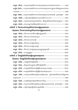 xxiv
maRta 469>-karRbKl;cugdIkaehAedayGaCJasaladl;CnCab;ecaT-----149
maRta 470>-karRbKl;cugdIkaekaHehAedayGaCJasalakñúgkrNIGvtþmanrbs;Cn
Cab;ecaT----------------------------------------------------- 149
maRta 471>-karRbKl;cugdIkaekaHehAedayGaCJasaladl;emXuM b¤ecAsgáat; - 149
maRta 472>-rebobepSgeToténkarRbKl;dIkaekaHehA ---------------150
maRta 473>-CnCab;ecaTKμanlMenAzan nigKμanTIsMNak;EdleKsÁal;---150
maRta 474>-ÉksarP¢ab;eTAnwgcugdIkaekaHehA --------------------150
matikaTI 3 dIkaekaHehACneRkABICnCab;ecaT[cUlsvnakar -----------------150
CMBUkeTal dIkaekaHehACneRkABICnCab;ecaT[cUlsvnakar ---------------150
maRta 475>-dIkaekaHehAedImbNþwgrdæb,evNI---------------------150
maRta 476>-dIkaekaHehACnrgeRKaH ---------------------------151
maRta 477>-dIkaekaHehAsakSI -------------------------------151
maRta 478>-dIkaekaHehAGñkCMnaj-----------------------------152
maRta 479>-dIkaekaHehAGñkbkERb ----------------------------152
maRta 480>-dIkaekaHehAGñkTTYlxusRtUvrdæb,evNI -----------------152
maRta 481>-bTb,BaØtþirYm ----------------------------------- 153
matikaTI 4 dIka[dMNwgGMBIesckþIseRmcrbs;tulakar --------------------- 153
CMBUkeTal dIka[dMNwgGMBIesckþIseRmcrbs;tulakar ------------------- 153
maRta 482>-kmμvtßúéndIka[dMNwg----------------------------- 153
maRta 483>-nieTÞsEdlRtUvcuHelIdIka[dMNwg-------------------- 153
maRta 484>-karCUndMNwgEdleFVIeLIgedayRBHraCGaCJa------------- 153
maRta 485>-karCUndMNwgEdleFVIeLIgedayGaCJasala --------------154
maRta 486>-karRbKl;lixitcmøgénesckþIseRmc CUndl;PaKIEdlBak;B½n§eday
GaCJasala---------------------------------------------------154
maRta 487>-krNIGvtþmanénPaKIEdlBak;B½n§---------------------154
maRta 488>-karRbKl;lixitcmøgénesckþIseRmcdl;emXMu b¤ecAsgáat; --154
maRta 489>-rebobepSgeToténkarCUndMNwg ----------------------155
 
