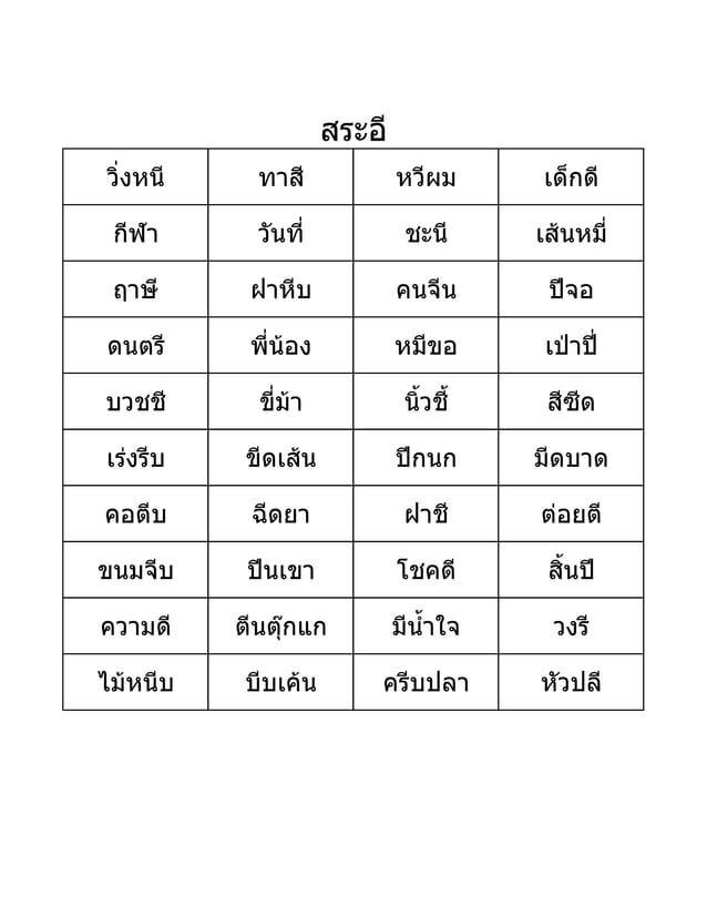 แบบฝึกอ่านสระ PDF