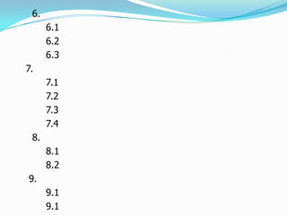 6.
6.1
6.2
6.3
7.
7.1
7.2
7.3
7.4
8.
8.1
8.2
9.
9.1
9.1
 
