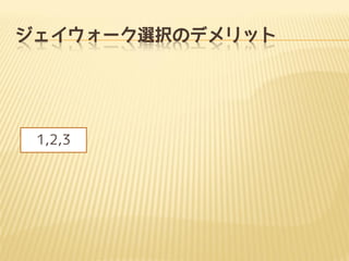ジェイウォーク選択のデメリット
1,2,3
 