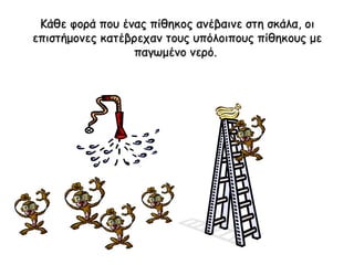 Κάθε φορά που ένας πίθηκος ανέβαινε στη σκάλα, οιΚάθε φορά που ένας πίθηκος ανέβαινε στη σκάλα, οι
επιστήμονες κατέβρεχαν ...