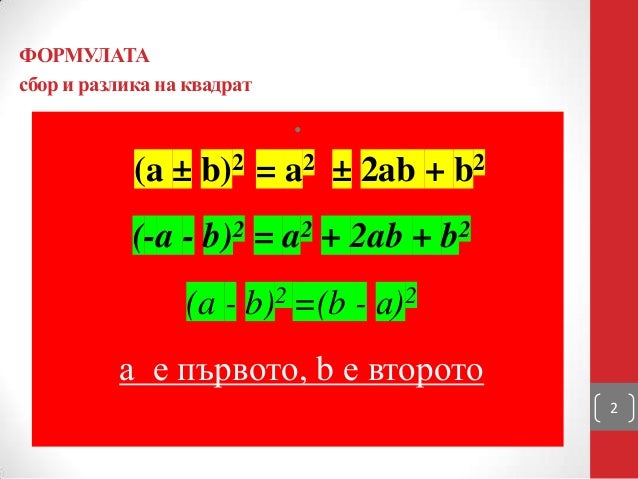 формули за съкратено умножение