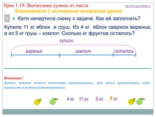 Математика. 2 Класс. Урок 1.19 Вычитание Суммы Из Числа | PPT