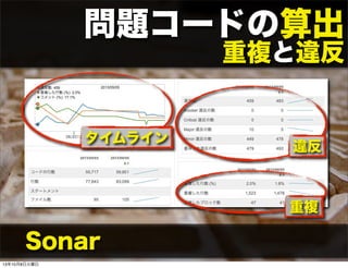 Sonar
タイムライン
違反
重複
問題コードの算出
重複と違反
13年10月8日火曜日
 