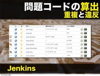 Jenkins
問題コードの算出
重複と違反
13年10月8日火曜日
 