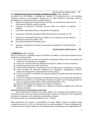 Σύνολο μέγιστου αριθμού μορίων 15
2.3. Εκπαιδευτική έρευνα και υποστήριξη της διδακτικής πράξης (μέχρι 20 μόρια)
Στο φάκελο που θα υποβάλει ο υποψήφιος με τεκμήρια για τη μοριοδότησή του στις παραπάνω
κατηγορίες καλείται να συμπεριλάβει τεκμήρια για την τυχόν οργάνωση, συμμετοχή, εκπόνηση,
διεκπεραίωση των παρακάτω ή άλλων συναφών δράσεων:
Α. Οργάνωση ή συμμετοχή σε αξιολόγηση της ποιότητας του εκπαιδευτικού έργου και της
υλικοτεχνικής υποδομής σχολικής μονάδας.
4
Β. Συμμετοχή ή οργάνωση/ υποστήριξη έρευνας πεδίου στο επίπεδο της σχολικής
μονάδας.
2
Γ. Συμμετοχή ή υποστήριξη δράσεων ενδοσχολικής επιμόρφωσης. 3
Δ. Συμμετοχή ή υποστήριξη καινοτόμων διδακτικών πρακτικών με τη χρήση των ΤΠΕ. 3
Ε. Συμμετοχή ή υποστήριξη δημιουργικών δράσεων και συνεργασιών (μεταξύ σχολείων,
σχολείων και κοινωνικών ομάδων, κτλ.).
3
ΣΤ. Συμμετοχή ή οργάνωση λειτουργίας ομίλων. 2
Ζ. Οργάνωση, υποστήριξη, συντονισμό ή συμμετοχή σε προγράμματα πρακτικής άσκησης
φοιτητών.
3
Σύνολο μέγιστου αριθμού μορίων 20
3. ΣΥΝΕΝΤΕΥΞΗ (μέχρι 25 μόρια)
Κατά την συνέντευξη, ο υποψήφιος πρέπει να αποδείξει ότι διαθέτει τα απαιτούμενα προσόντα για να
διευθύνει τη σχολική μονάδα:
1) Γνώση του ρόλου και του έργου του διευθυντή της σχολικής μονάδας, όπως αυτός ορίζεται από
το νόμο και τον οραματίζεται ο υποψήφιος.
2) Γνώσεις και ικανότητες διοίκησης ανθρώπινου δυναμικού, καθώς και ηγετικές ικανότητες.
3) Αποτελεσματικές επικοινωνιακές στρατηγικές.
4) Ικανότητα αποτελεσματικής συνεργασίας (με τους εκπαιδευτικούς, τους μαθητές, τους γονείς).
5) Γνώσεις θεωρίας και πρακτικών εφαρμογής και αξιολόγησης προγραμμάτων σπουδών,
αναλυτικών προγραμμάτων, προγραμμάτων επιμέρους έργων.
6) Γνώσεις των αναγκών των μαθητών της σχολικής μονάδας (σε επίπεδο κοινωνικό, γνωσιακό και
συναισθηματικό).
7) Γνώσεις των σύγχρονων προσεγγίσεων της διδακτικής πράξης και της μαθησιακής διαδικασίας.
8) Οργανωτικές ικανότητες και αποτελεσματικής χρήσης του χρόνου για τον προγραμματισμό του
έργου της σχολικής μονάδας (βάσει στόχων, χρονοδιαγραμμάτων, κτλ.).
9) Ικανότητα αποτελεσματικής διαχείρισης των πόρων του σχολείου.
10) Ικανότητα να προβάλει τους στόχους και τα δρώμενα της σχολικής μονάδας στην τοπική και
ευρύτερη κοινότητα.
Σημείωση σχετικά με τη διαδικασία της συνέντευξης
Όπως ορίζεται από το άρθρο 42 του νόμου 3966/11, ο/η υποψήφιος παρουσιάζεται ενώπιον
της ΔΕΠΠΣ και αφού κάνει μία σύντομη αυτοπαρουσίαση, καλείται να απαντήσει σε δύο τουλάχιστον
ερωτήματα που αφορούν στην τεκμηρίωση των παραπάνω κριτηρίων.
Ο συνολικός χρόνος της συνέντευξης προβλέπεται έως 15 λεπτά.
Κάθε εκπαιδευτικός που πληροί τις προϋποθέσεις του νόμου 3966/11 μπορεί να υποβάλει αίτηση
υποψηφιότητας για δύο Π.Π.Σ. κατ’ ανώτατο όριο, με σειρά προτίμησης. Η αίτηση υποψηφιότητας,
συνοδευόμενη από το σχετικό φάκελο με τα δικαιολογητικά που υποστηρίζουν την υποψηφιότητά του,
4
 