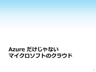 Azure だけじゃない
マイクロソフトのクラウド
11

 