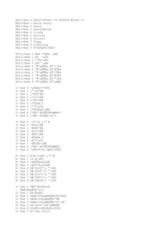 RAlt+Num
RAlt+Num
RAlt+Num
RAlt+Num
RAlt+Num
RAlt+Num
RAlt+Num
RAlt+Num
RAlt+Num
RAlt+Num
RCtrl+Num
RCtrl+Num
RCtrl+Num
RCtrl+Num
RCtrl+Num
RCtrl+Num
RCtrl+Num
RCtrl+Num
RCtrl+Num
RCtrl+Num

0
1
2
3
4
5
6
7
8
9

ÓëÏµÍ³Ê±¼äÍ¬²½/¹Ø±ÕÏµÍ³Ê±¼äÍ¬²½
Extra Sunny
Sunny
Sunny-Windy
Cloudy
Raining
Drizzle
Foggy
Lightning
Ö÷½ÇÒþÐÎ/ÏÔÐÎ
0
1
2
3
4
5
6
7
8
9

Ëø¶¨/½âËø ³µÃÅ
ÐÞ¸´³µÁ¾
×ªÕý³µÁ¾
ÇåÏ´³µÁ¾
°Ñ³µÑÕÉ«¸ÄÎªºìÉ«
°Ñ³µÑÕÉ«¸ÄÎªÀ¶É«
°Ñ³µÑÕÉ«¸ÄÎªºÚÉ«
°Ñ³µÑÕÉ«¸ÄÎªÂÌÉ«
°Ñ³µÑÕÉ«¸ÄÎª°×É«
°Ñ³µÑÕÉ«¸ÄÎª»ÆÉ«

I+
I+
I+
I+
I+
I+
I+
I+
I+
I+

Num
Num
Num
Num
Num
Num
Num
Num
Num
Num

0
1
2
3
4
5
6
7
8
9

³µÁ¾Ðý×ª90¶È
¿ª×óÇ°ÃÅ
¿ªÓÒÇ°ÃÅ
¿ª×óºóÃÅ
¿ªÓÒºóÃÅ
¿ªÒýÇæ¸Ç
¿ªºó³µÏä
¿ªËùÓÐµÄ³µÃÅ
¿ªÆô/¹Ø±ÕËÙ¶È¼ÆKM/U
¿ªÆô/¹Ø±ÕÆû³µ¾¯±¨

J+
J+
J+
J+
J+
J+
J+
J+
J+
J+

Num
Num
Num
Num
Num
Num
Num
Num
Num
Num

0
1
2
3
4
5
6
7
8
9

·¢¶¯»ú ¿ª/¹Ø
¹Ø×óÇ°ÃÅ
¹ØÓÒÇ°ÃÅ
¹Ø×óºóÃÅ
¹ØÓÒºóÃÅ
¹ØÒýÇæ¸Ç
¹Øºó³µÏä
¹ØËùÓÐ³µÃÅ
¿ªÆô/¹Ø±ÕËÙ¶È¼ÆMPH
³µÁ¾/Ö÷½Ç ÒþÐÎ/ÏÔÐÎ

K+
K+
K+
K+
K+
K+
K+
K+
K+

Num
Num
Num
Num
Num
Num
Num
Num
Num

0
1
2
3
4
5
6
7
8

Á¦Á¿³µµÆ? ¿ª/¹Ø
±£´æ³µÁ¾
×øÔÚË¾»úÎ»ÖÃ
×øÔÚ³Ë¿ÍÎ»ÖÃ
ÒÆ³ý×óÇ°³µ´°²£Á§
ÒÆ³ýÓÒÇ°³µ´°²£Á§
ÒÆ³ý×óºó³µ´°²£Á§
ÒÆ³ýÓÒºó³µ´°²£Á§
ÒÆ³ýËùÓÐ³µ´°²£Á§

O+
~`
O+
O+
O+
O+
O+
O+
O+

Num 0 ÒÆ¶¯ÖÁ±ê¼Çµã
ËæÊ±ËæµØ½Ð³ö×â
Num 1 Ãâ·ÑµÄÊ¿
Num 2 ¾àÀë×î½üµÄÐÐÈËÉíÉÏ×Å»ð
Num 3 ¾àÀë×î½üµÄÐÐÈË×°ËÀ
Num 4 ¾àÀë×î½üµÄÐÐÈË¾²Ö¹²»¶¯
Num 5 ½â³ý¾²Ö¹²»¶¯µÄÐÐÈË
Num 6 Ôö¼ÓÖ÷½ÇÉúÃüÖµ(200)
Num 7 Ë¢³öÒ»¸ö±£ïÚ

 