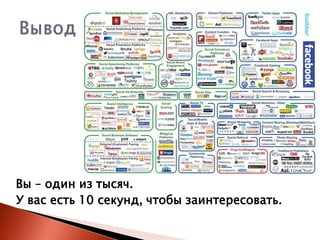 Вы – один из тысяч.
У вас есть 10 секунд, чтобы заинтересовать.

 
