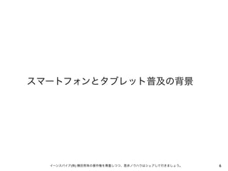 スマートフォンとタブレット普及の背景

イーンスパイア(株) 横田秀珠の著作権を尊重しつつ、是非ノウハウはシェアして行きましょう。

6

 