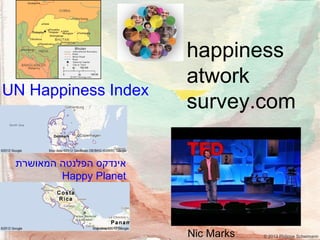 UN Happiness Index

happiness
atwork
survey.com

‫אינדקס הפלנטה המאושרת‬
Happy Planet

Nic Marks

© 2013 Philippe Scheimann

 