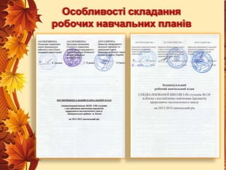 Особливості складання
робочих навчальних планів

 