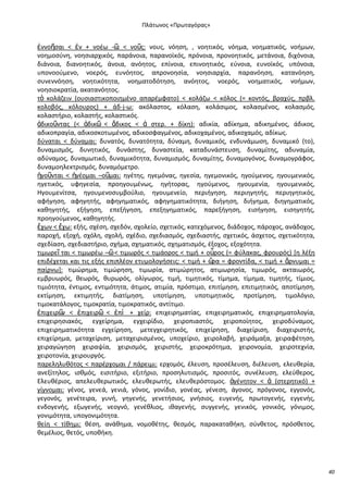 Ρλάτωνοσ «Ρρωταγόρασ»

ἐννοῆςαι < ἐν + νοζω -῵ < νοῦσ: νουσ, νόθςθ, , νοθτικόσ, νόθμα, νοθματικόσ, νοιμων,
:
νοθμοςφνθ, νοθςιαρχικόσ, παράνοια, παρανοϊκόσ, πρόνοια, προνοθτικόσ, μετάνοια, διχόνοια,
διάνοια, διανοθτικόσ, άνοια, ανόθτοσ, επίνοια, επινοθτικόσ, εφνοια, ευνοϊκόσ, υπόνοια,
υπονοοφμενο, νοερόσ, ευνόθτοσ, απρονοθςία, νοθςιαρχία, παρανόθςθ, κατανόθςθ,
ςυνεννόθςθ, νοθτικότθτα, νοθματοδότθςθ, ανόθτοσ, νοερόσ, νοθματικόσ, νοιμων,
νοθςιοκρατία, ακατανόθτοσ.
τὸ κολάηειν (ουςιαςτικοποιθμζνο απαρζμφατο) < κολάηω < κόλοσ (= κοντόσ, βραχφσ, πρβλ.
κολοβόσ, κόλουροσ) + άδ-j-ω: ακόλαςτοσ, κόλαςθ, κολάςιμοσ, κολαςμζνοσ, κολαςμόσ,
κολαςτιριο, κολαςτισ, κολαςτικόσ.
ἀδικοῦντασ (< ἀδικ῵ < ἄδικοσ < ἀ ςτερ. + δίκθ): αδικία, αδίκθμα, αδικθμζνοσ, άδικοσ,
αδικοπραγία, αδικοςκοτωμζνοσ, αδικοςφαγμζνοσ, αδικοχαμζνοσ, αδικοχαμόσ, αδίκωσ.
δφναται < δφναμαι: δυνατόσ, δυνατότθτα, δφναμθ, δυναμικόσ, ενδυνάμωςθ, δυναμικό (το),
δυναμιςμόσ, δυνθτικόσ, δυνάςτθσ, δυναςτεία, καταδυνάςτευςθ, δυναμίτθσ, αδυναμία,
αδφναμοσ, δυναμωτικό, δυναμικότθτα, δυναμιςμόσ, δυναμίτθσ, δυναμογόνοσ, δυναμογράφοσ,
δυναμοθλεκτριςμόσ, δυναμόμετρο.
ἡγοῦνται < ἡγζομαι –οῦμαι: θγζτθσ, θγεμόνασ, θγεςία, θγεμονικόσ, θγοφμενοσ, θγουμενικόσ,
θγετικόσ, υφθγεςία, προθγουμζνωσ, θγιτορασ, θγοφμενοσ, θγουμενία, θγουμενικόσ,
Θγουμενίτςα, θγουμενοςυμβοφλιο, θγουμενείο, περιιγθςθ, περιθγθτισ, περιθγθτικόσ,
αφιγθςθ, αφθγθτισ, αφθγθματικόσ, αφθγθματικότθτα, διιγθςθ, διιγθμα, διθγθματικόσ,
κακθγθτισ, εξιγθςθ, επεξιγθςθ, επεξθγθματικόσ, παρεξιγθςθ, ειςιγθςθ, ειςθγθτισ,
προθγοφμενοσ, κακθγθτισ.
ἔχων < ἔχω: εξισ, ςχζςθ, ςχεδόν, ςχολείο, ςχετικόσ, κατεχόμενοσ, διάδοχοσ, πάροχοσ, ανάδοχοσ,
παροχι, εξοχι, ςχόλθ, ςχολι, ςχζδιο, ςχεδιαςμόσ, ςχεδιαςτισ, ςχετικόσ, άςχετοσ, ςχετικότθτα,
ςχεδίαςθ, ςχεδιαςτιριο, ςχιμα, ςχθματικόσ, ςχθματιςμόσ, ζξοχοσ, εξοχότθτα.
τιμωρεῖ ται < τιμωρζω –῵ < τιμωρόσ < τιμάοροσ < τιμι + οὖροσ (= φφλακασ, φρουρόσ) *θ λζξθ
επιδζχεται και τισ εξισ επιπλζον ετυμολογιςεισ: < τιμι + ὤ = φροντίδα, < τιμι + ἄρνυμαι =
ρα
παίρνω+: τιμϊρθμα, τιμϊρθςθ, τιμωρία, ατιμϊρθτοσ, ατιμωρθςία, τιμωρόσ, ακταιωρόσ,
εμβρυωρόσ, κεωρόσ, κυρωρόσ, ολίγωροσ, τιμι, τιμθτικόσ, τίμθμα, τίμθμα, τιμθτισ, τίμιοσ,
τιμιότθτα, ζντιμοσ, εντιμότθτα, άτιμοσ, ατιμία, πρόςτιμο, επιτίμθςθ, επιτιμθτικόσ, αποτίμθςθ,
εκτίμθςθ, εκτιμθτισ, διατίμθςθ, υποτίμθςθ, υποτιμθτικόσ, προτίμθςθ, τιμολόγιο,
τιμοκατάλογοσ, τιμοκρατία, τιμοκρατικόσ, αντίτιμο.
ἐπιχειρ῵ < ἐπιχειρ῵ < ἐπὶ + χείρ: επιχειρθματίασ, επιχειρθματικόσ, επιχειρθματολογία,
ν
επιχειρθςιακόσ, εγχείρθμα, εγχειρίδιο, χειροπιαςτόσ, χειροποίθτοσ, χειροδφναμοσ,
επιχειρθματικότθτα εγχείρθςθ, μετεγχειρθτικόσ, επιχείρθςθ, διαχείριςθ, διαχειριςτισ,
επιχείρθμα, μεταχείριςθ, μεταχειριςμζνοσ, υποχείριο, χειρολαβι, χειράμαξα, χειραφζτθςθ,
χειραγϊγθςθ χειραψία, χειριςμόσ, χειριςτισ, χειροκρότθμα, χειρονομία, χειροτεχνία,
χειροτονία, χειρουργόσ.
παρελθλυκότοσ < παρζρχομαι / πάρειμι: ερχομόσ, ζλευςθ, προςζλευςθ, διζλευςθ, ελευκερία,
ανεξίτθλοσ, ιςκμόσ, ειςιτιριο, εξιτιριο, προςθλυτιςμόσ, προςιτόσ, ςυνζλευςθ, ελεφκεροσ,
Ελευκζριοσ, απελευκερωτικόσ, ελευκερωτισ, ελευκερόςτομοσ. ἀγζνθτον < ἀ (ςτερθτικό) +
γίγνομαι: γζνοσ, γενεά, γενιά, γόνοσ, γονίδιο, γονζασ, γζνεςθ, άγονοσ, πρόγονοσ, εγγονόσ,
γεγονόσ, γενζτειρα, γυνι, γθγενισ, γενετιςιοσ, γνιςιοσ, ευγενισ, πρωτογενισ, εγγενισ,
ενδογενισ, εξωγενισ, νεογνό, γενζκλιοσ, ικαγενισ, ςυγγενισ, γενικόσ, γονικόσ, γόνιμοσ,
γονιμότθτα, υπογονιμότθτα.
κείθ < τίκθμι: κζςθ, ανάκθμα, νομοκζτθσ, κεςμόσ, παρακατακικθ, ςφνκετοσ, πρόςκετοσ,
κεμζλιοσ, κετόσ, υποκικθ.

40

 