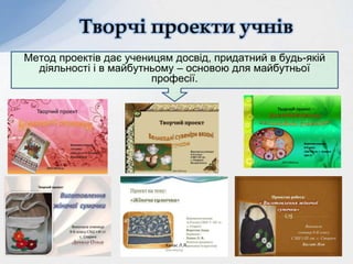 Творчі проекти учнів
Метод проектів дає ученицям досвід, придатний в будь-якій
діяльності і в майбутньому – основою для майбутньої
професії.
Ханас Л.Я.
 