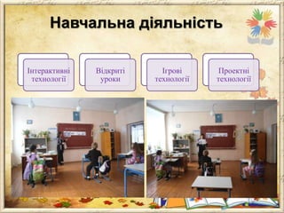 Навчальна діяльність
Інтерактивні
технології

Відкриті
уроки

Ігрові
технології

Проектні
технології

 