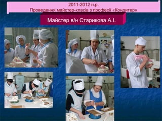 2011-2012 н.р.
Проведення майстер-класів з професії «Кондитер»

Майстер в/н Старикова А.І.

 