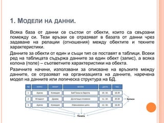 модели на данни | PPTX