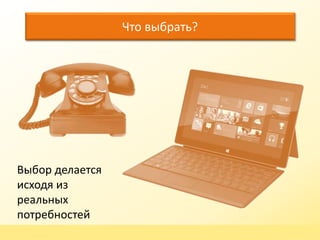 Что выбрать?

Выбор делается
исходя из
реальных
потребностей
www.omega-spb.ru

 