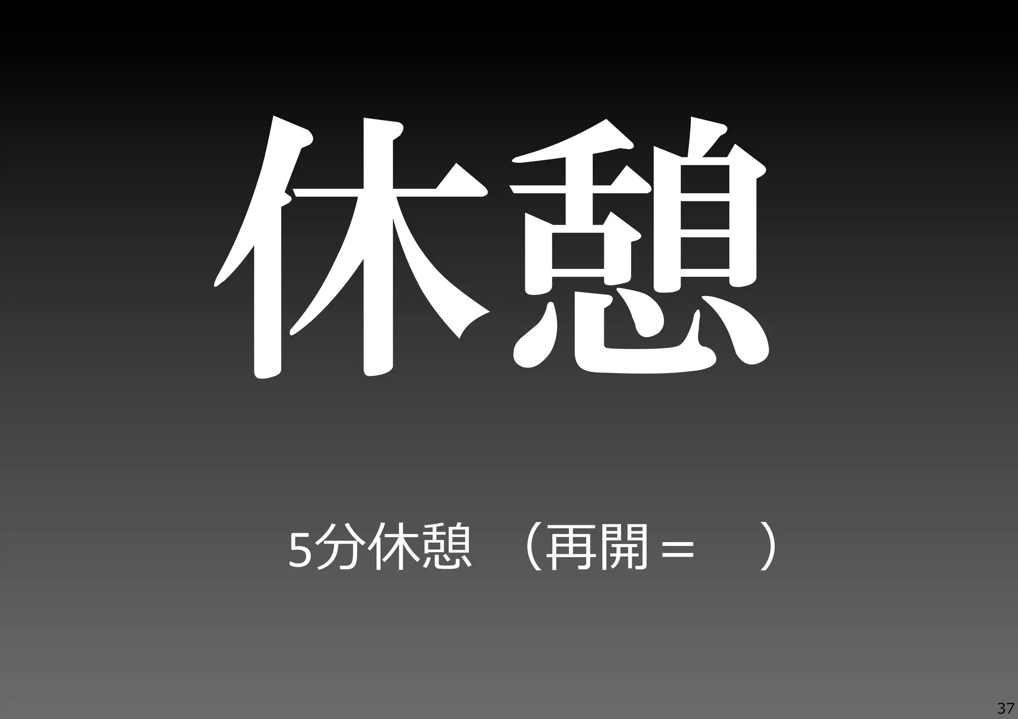 休憩
5分休憩  （再開＝ 　）
37

 