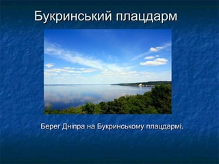Букринський плацдарм

Берег Дніпра на Букринському плацдармі.

 