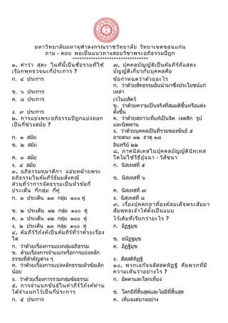 มหาวิท ยาลัย มหาจุฬ าลงกรณราชวิท ยาลัย วิท ยาเขตขอนแก่น
ถาม – ตอบ พอเป็น แนวทางสอบวิช าพระอภิธ รรมปิฎ ก
******************...