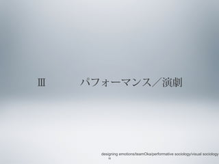 Ⅲ 　　　パフォーマンス／演劇

designing emotions/teamOka/performative sociology/visual sociology
15

 