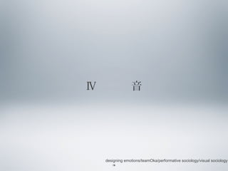 Ⅳ 　　　音

designing emotions/teamOka/performative sociology/visual sociology
16

 