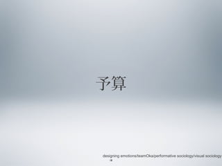 予算

designing emotions/teamOka/performative sociology/visual sociology
18

 