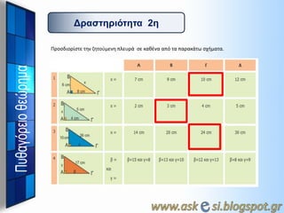 Γπαζηηπιόηηηα 2η
Προςδιορίςτε τθν ηθτοφμενθ πλευρά ςε κακζνα από τα παρακάτω ςχιματα.

 