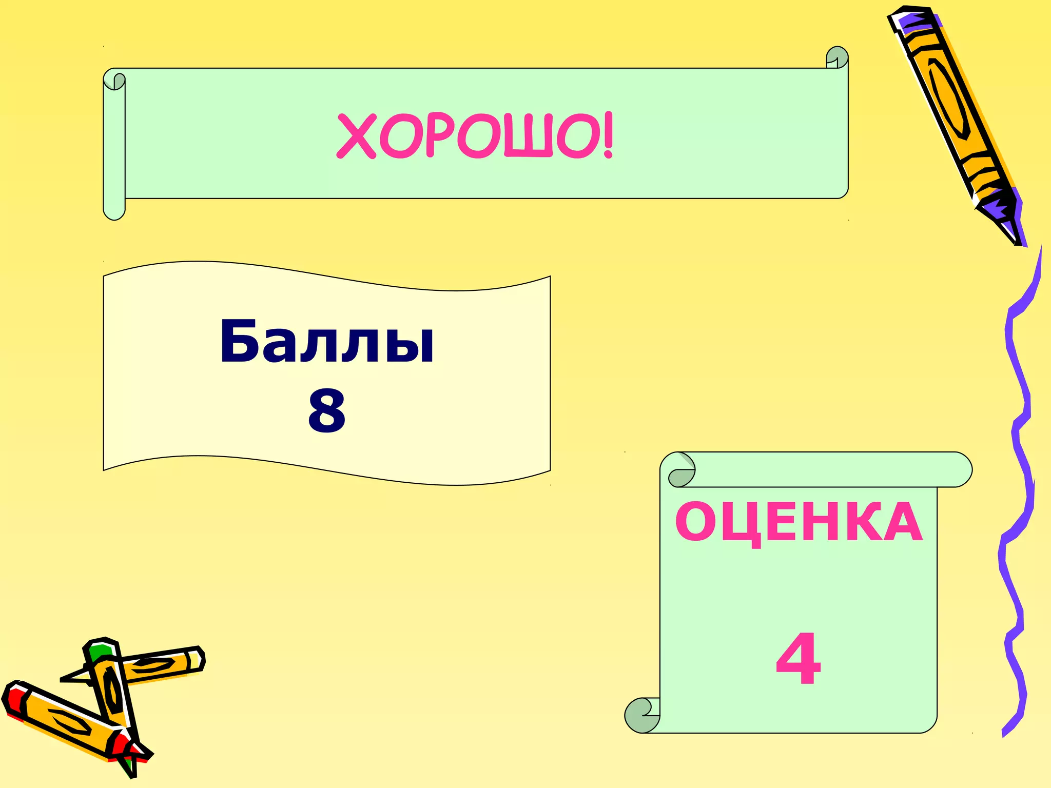 ХОРОШО!
Баллы
8
ОЦЕНКА

4

 