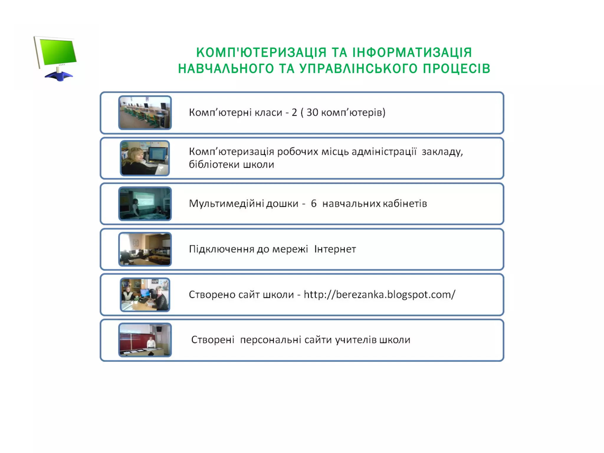 КОМП'ЮТЕРИЗАЦІЯ ТА ІНФОРМАТИЗАЦІЯ
НАВЧАЛЬНОГО ТА УПРАВЛІНСЬКОГО ПРОЦЕСІВ

 