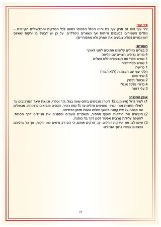 ‫ציר עוף‬
‫ציר עוף הוא גם מרק עוף צח והינו הנוזל הבסיסי כמעט לכל המרקים והתבשילים הקיימים –‬
‫נוזלים העשירים בטעמים וריחות אך נשארים ניטרליים. על כן יש לבשל בו ירקות שאינם‬
‫דומיננטיים (שלא צובעים את המרק ולא מתפוררים).‬
‫חומרים:‬
‫8 בצלים גדולים קלופים חתוכים לחצי לאורך‬
‫4 גזרים גדולים חצויים עם קליפה‬
‫2 שורש סלרי עם הגבעולים ללא העלים‬
‫2 שורש פטרוזיליה‬
‫2 כרישה‬
‫חלקי עוף עם העצמות (ללא העור)‬
‫4 שיני שום‬
‫1 גבעולי תימין‬
‫4 כדורי פלפל אנגלי‬
‫8 עלי דפנה‬
‫אופן ההכנה:‬
‫2) לסיר גדול (מינימום 12 ליטר) מכניסים ביחס שווה בצל, גזר וסלרי, וכן את שאר המרכיבים עד‬
‫למילוי מחצית נפח הסיר. מוסיפים נוזלים עד ¾ נפח הסיר, מכסים ומביאים לרתיחה. מבשלים‬
‫עם מכסה על אש קטנה במשך שלוש שעות מזמן הרתיחה.‬
‫1) מוציאים את הירקות והעוף מהסיר, משפרים טעמים ומסננים את הנוזלים דרך מסננת.‬
‫להשגת צלילות מרבית אפשר לסנן דרך בד כותנה.‬
‫8) שימו לב: את הירקות זורקים. כן, זורקים אותם, כי הם רק נראים כמו ירקות, אך כל ערכיהם‬
‫נמצאים עכשיו בתוך הנוזלים.‬

‫51‬

 