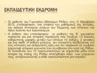 ΕΚΠΑΙΔΕΤΣΙΚΉ ΕΚΔΡΟΜΗ




Οη καζεηέο ηνπ Γπκλαζίνπ Μάζαξσλ Ρόδνπ, ζηηο 11 Ννεκβξίνπ
2013, επηζθέθηεθαλ, ζηα πιαίζηα ηνπ κ...